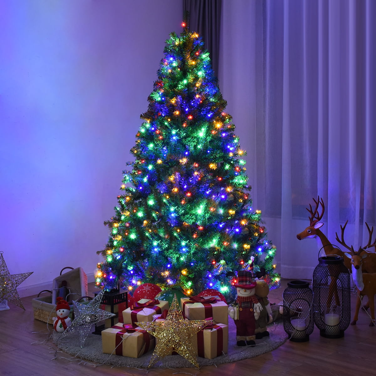 Costway 8Ft Pre-Lit Artificial Christmas Tree Hinged 750 LED Lights