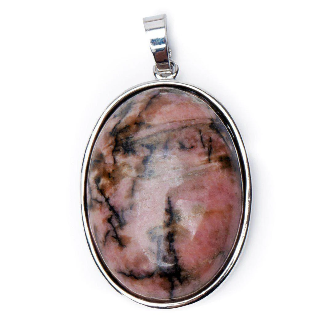 Hanger Rhodoniet - Ovaal Geslepen - Cabochon Edelsteen - Compassie