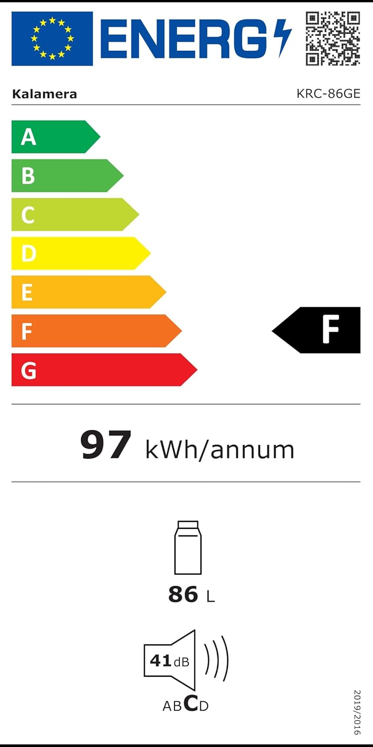 Kalamera Getränkekühlschrank, Bierkühlschrank mit Touch-Bedienfeld, 3-18°C Kühlzone, Flaschenkühlschrank 86 Liter, Blaue LED-Innenbeleuchtung, 41 dB, KRC-86GE