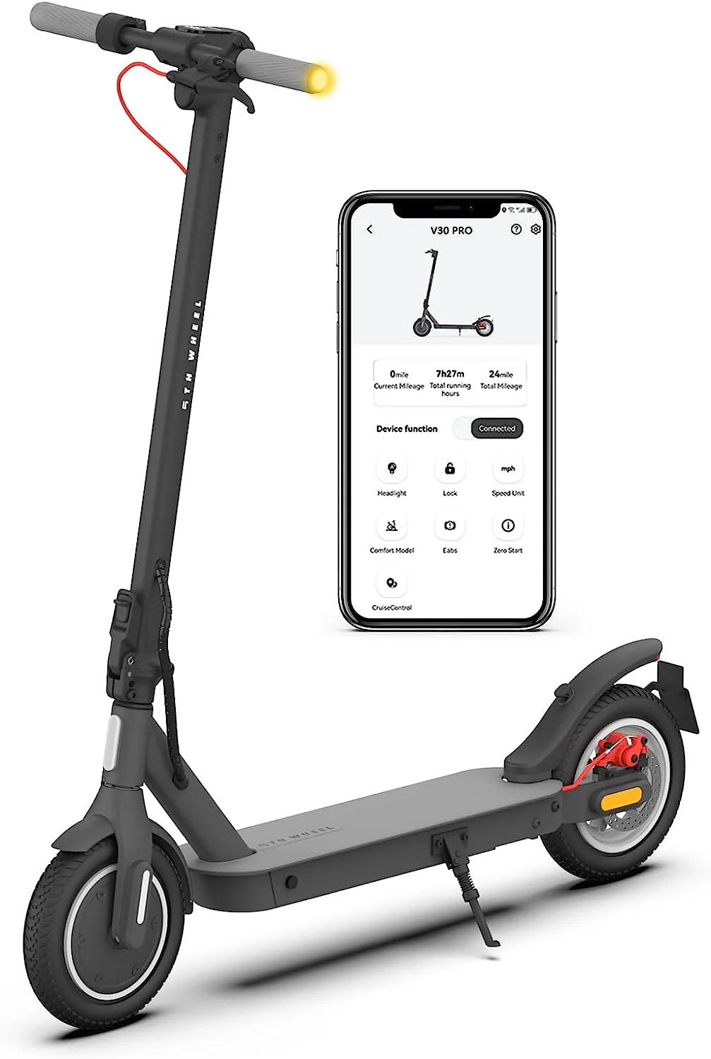 5TH WHEEL Foldable Electric Scooter with Turn Signals for Adults