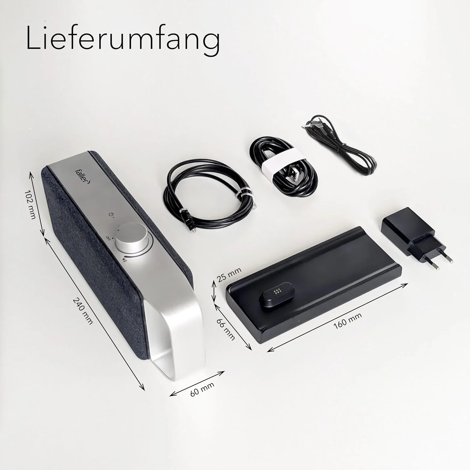 faller Oskar TV Lautsprecher/Soundbar mit Clear Voice (tragbar, kabellos, einfache Bedienung, Aluminiumgehäuse)