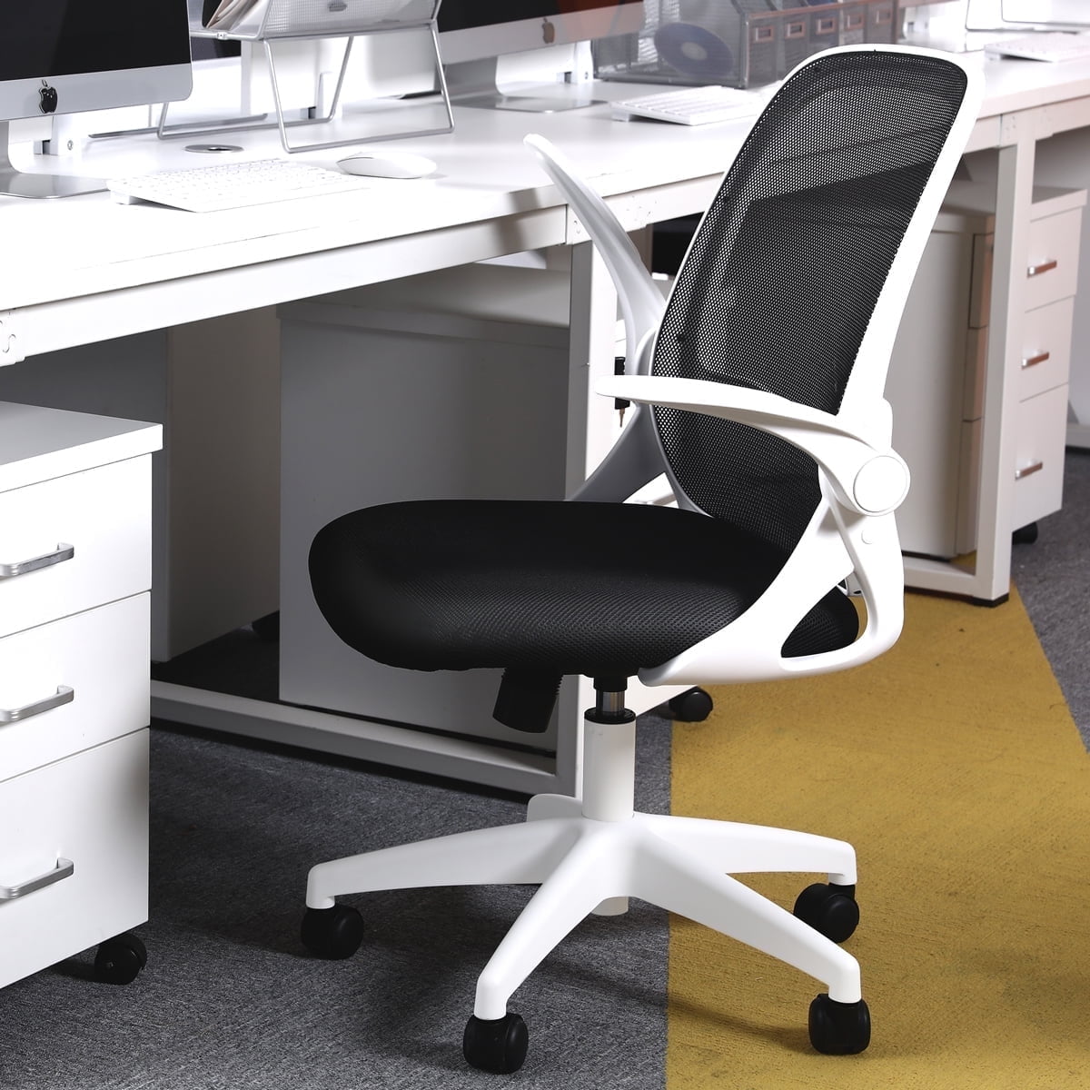 Coolhut Office Chair Ergonomic Home Desk Chair with Adjustable Armrests Mesh Computer Chair, Black