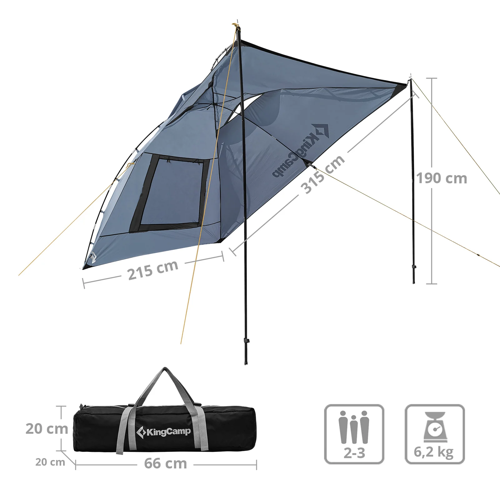 2025 Tienda multifunción Compass – flexible como anexo para coche o pabellón, estable al viento, impermeable y fácil de montar
