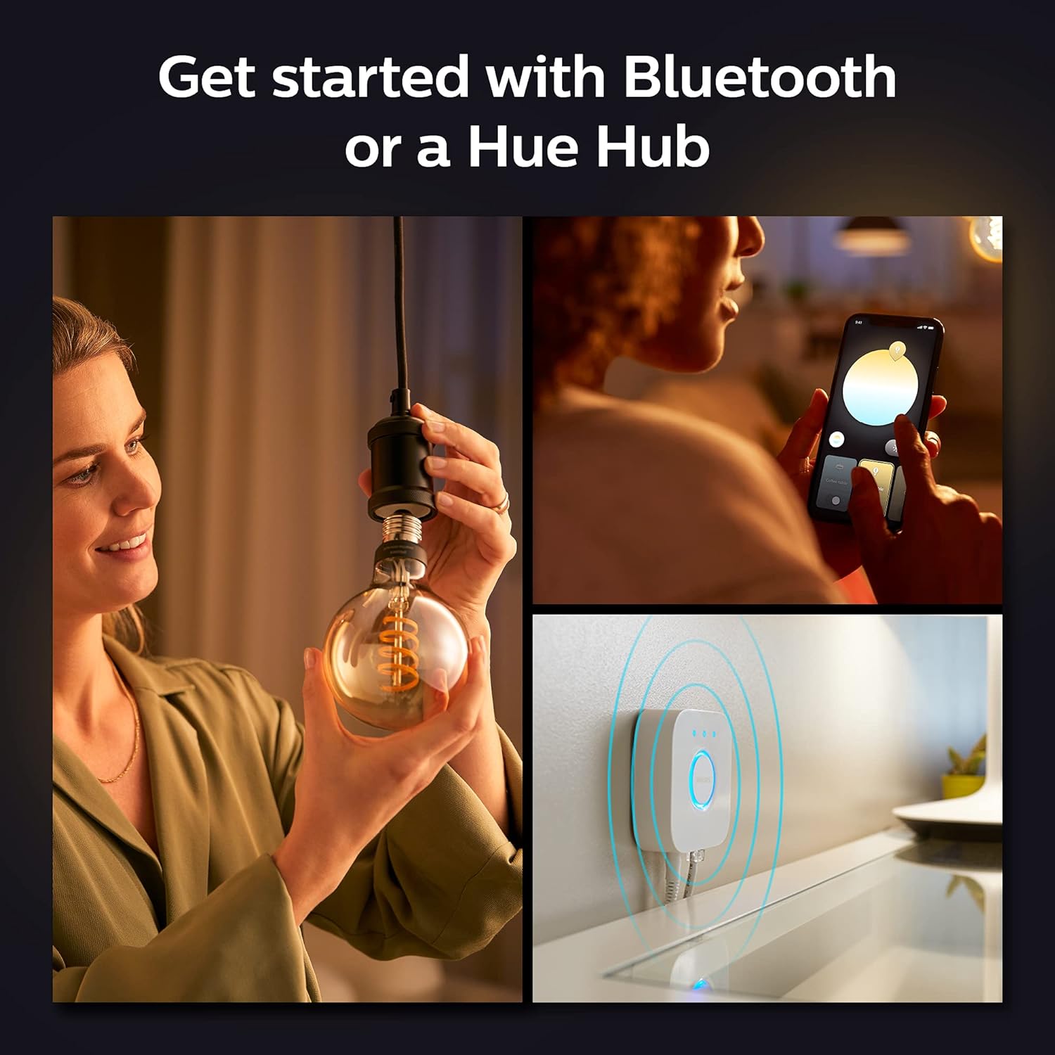 Philips Hue White Ambiance G40 LED Bulb 4-Pack, 550LM, E26, Smart Home Compatible with Alexa & Google Assistant