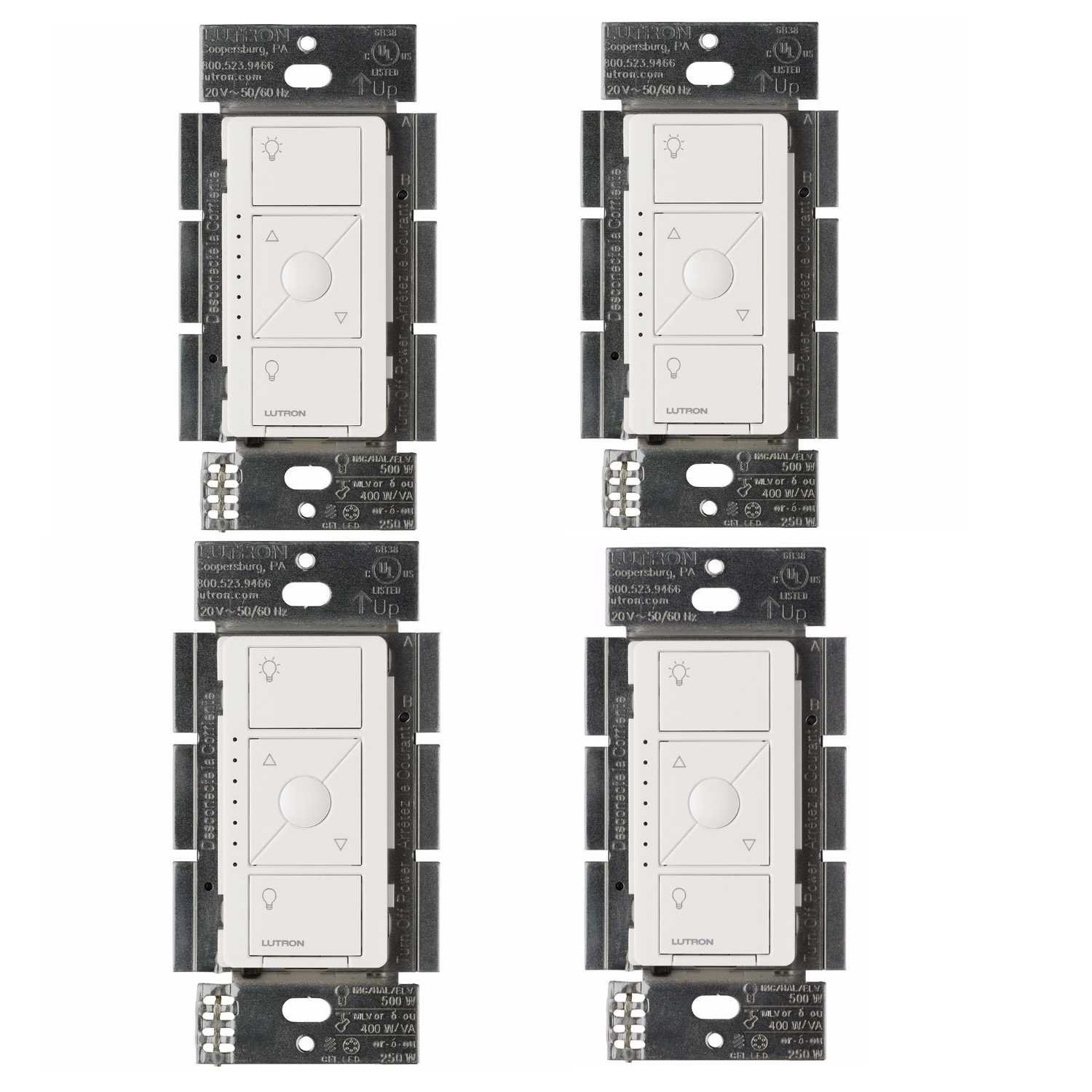Lutron Caseta ELV+ Smart Dimmer Switch, 250W LED, Alexa Compatible, White, 2-Pack