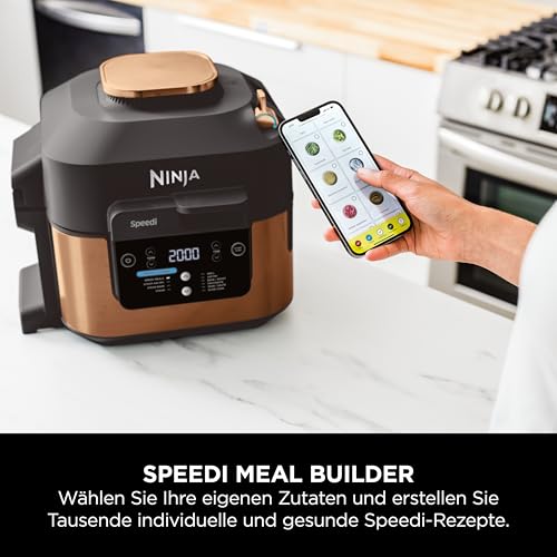 2025 Ninja Speedi Multikoker, 5,7L, 10-in-1 Multikoker, Airfryer, Slow Cooker, Grillen, Bakken, Zwart & Koper ON400EUCP