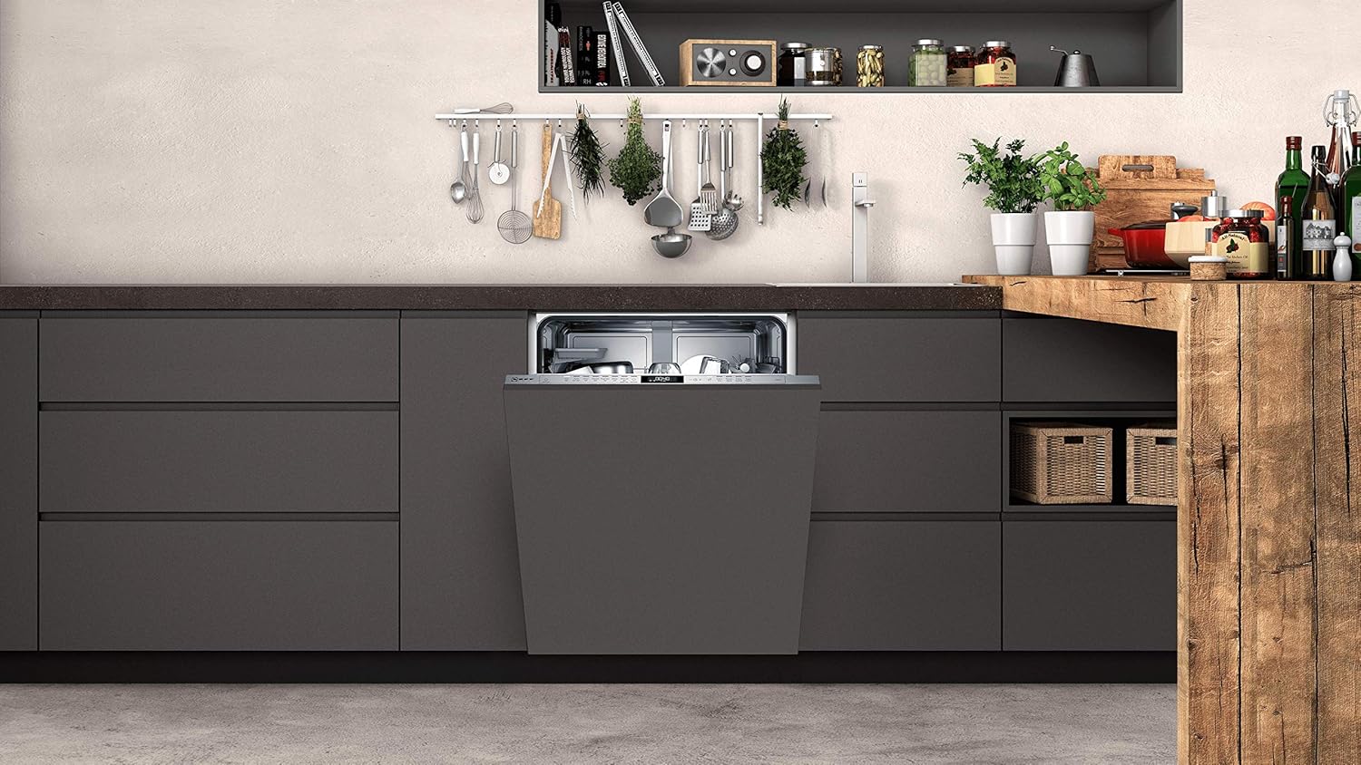NEFF S157YCX03E, N 70, Smarter Geschirrspüler Vollintegriert, 60 cm, Besteckschublade, Made in Germany, Zeolith-Trocknung, besonders leise Spülmaschine, höhenverstellbarer Oberkorb, starker Sprühdruck