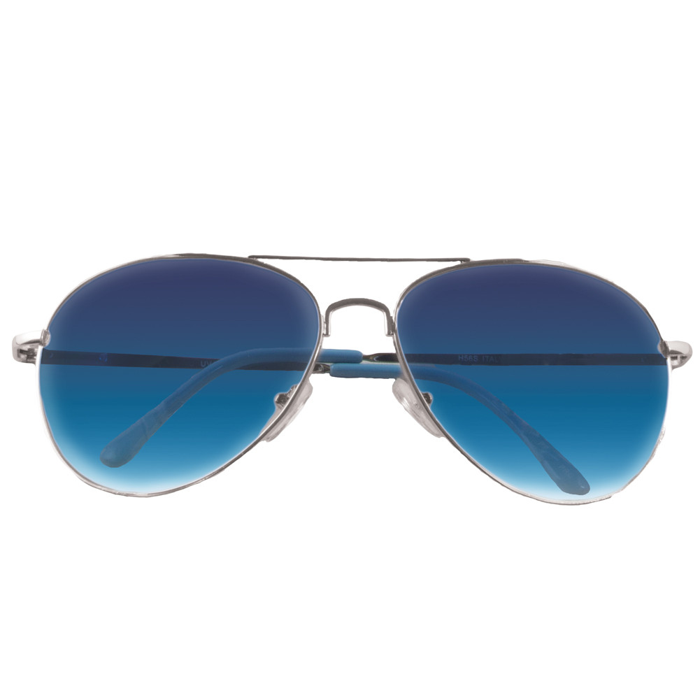 Silver Frame and Blue Lens Aviator Sunglasses 1103