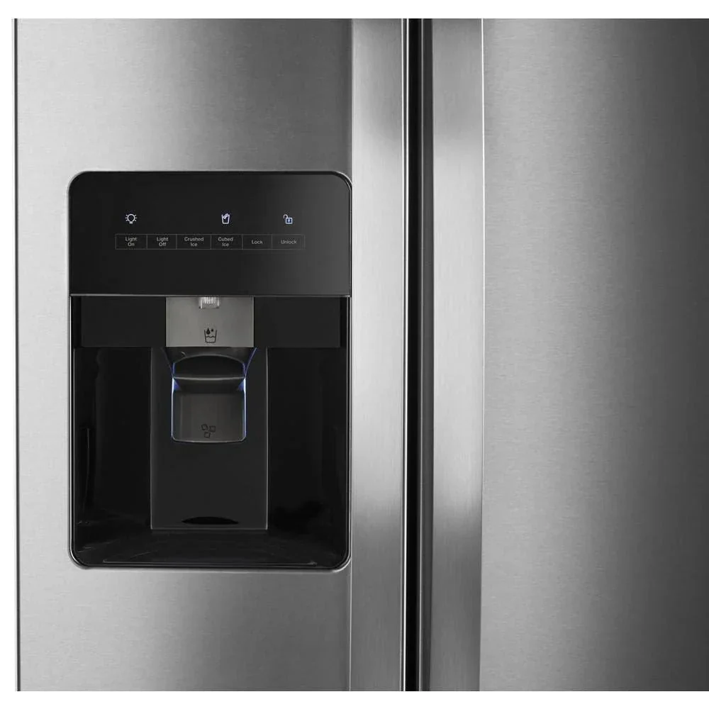 36-inch wide side-by-side refrigerator – 24 cubic feet stainless steel