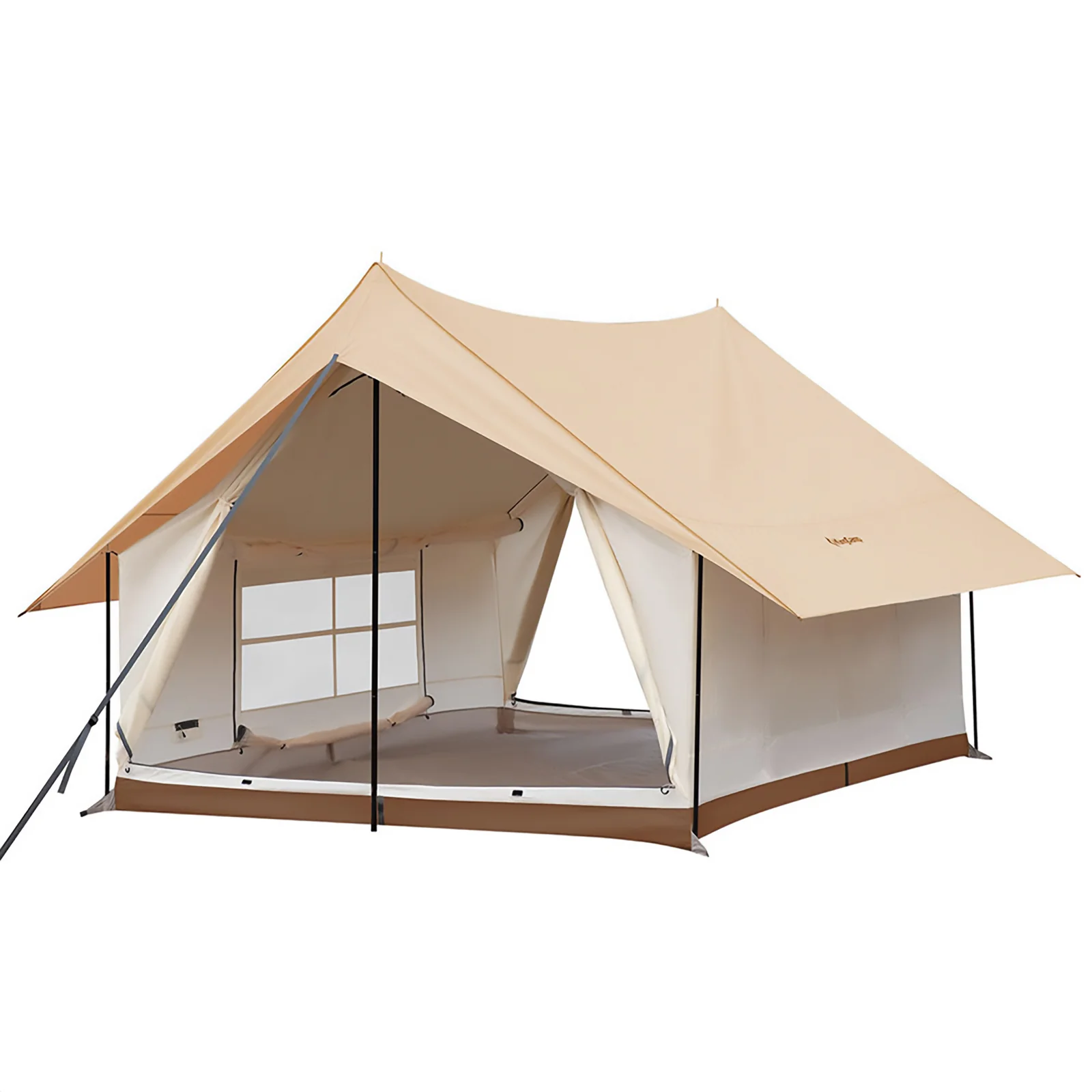 2025 KingCamp Pinehouse II – Tienda híbrida espaciosa para 4 personas, ventilación flexible y tejido técnico de mezcla de algodón