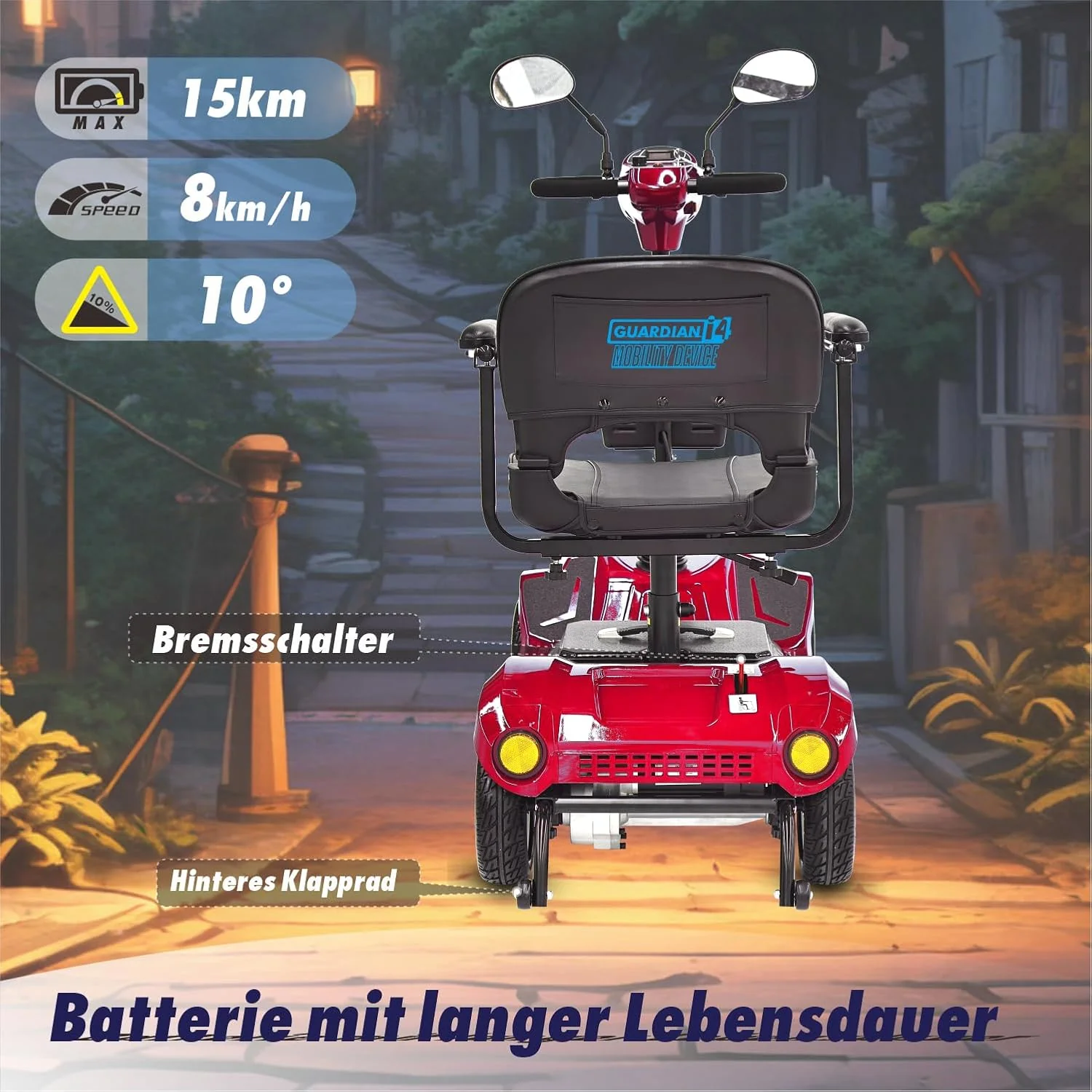 2025 Elektrische mobiliteitsscooter met 4 wielen voor volwassenen en senioren ?C Compact, krachtig model met langeafstandsaccu en achteruitkijkspiegels