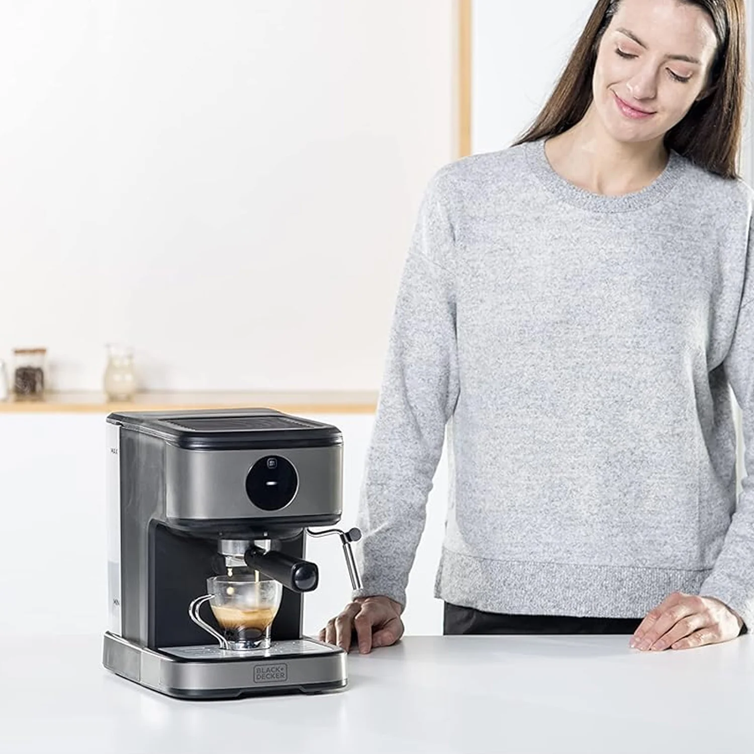 Macchina Per Caffe Espresso Macinato Con Pannello Touch 1,5l 850w