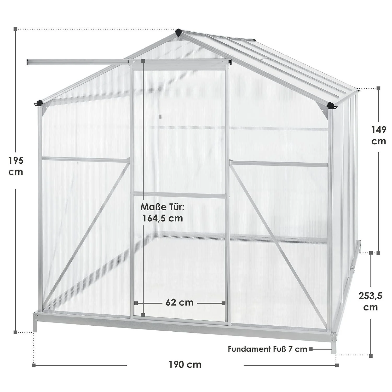 2025 Invernadero de jardín de aluminio con base – Ideal para frutas, verduras y resguardo invernal