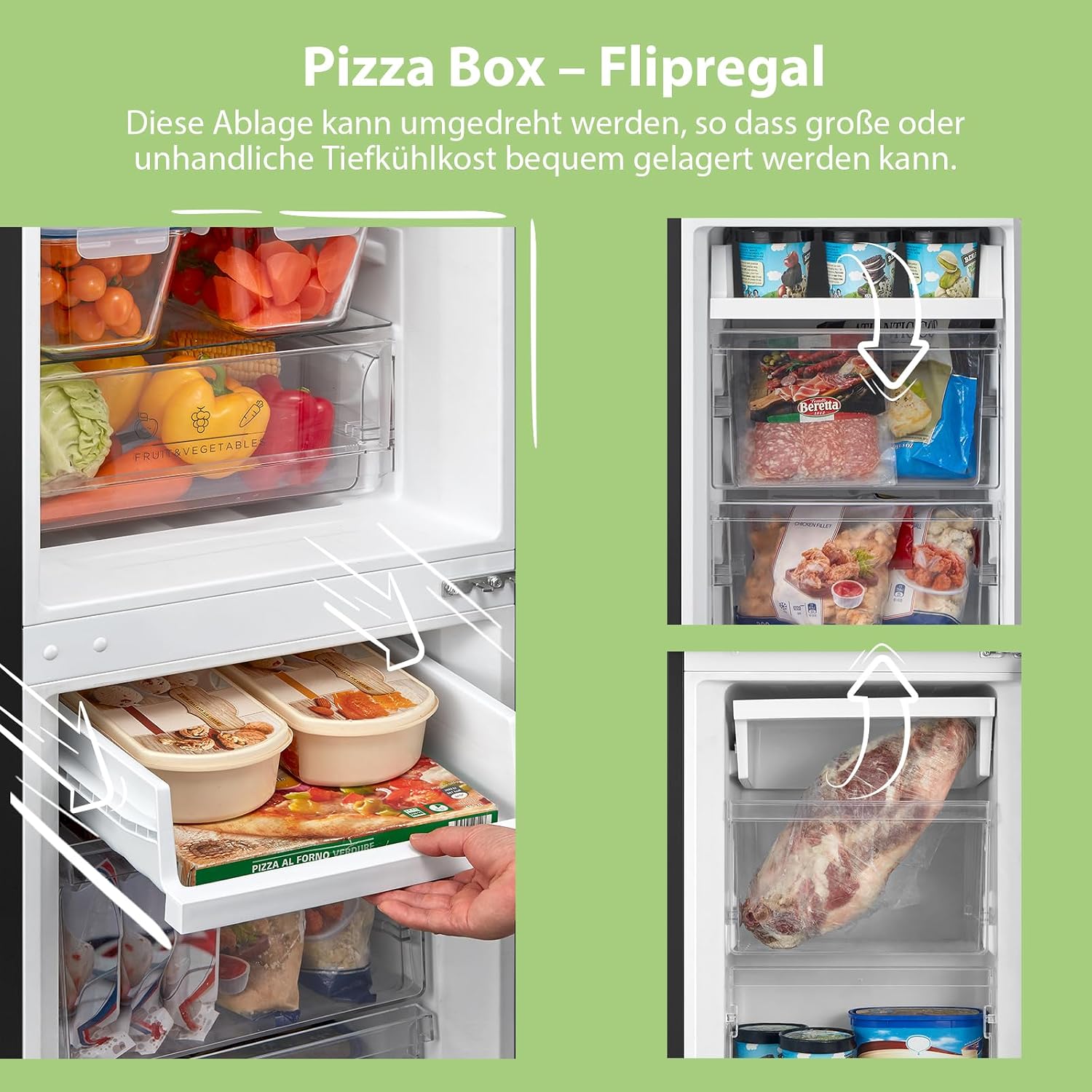 Comfee‘ Kühlschrank mit Gefrierfach RCB169DK2(E) | 174L Kühl-Gefrierkombination (115L Kühlteil + 59L Gefrierteil), 150 cm Höhe | 195 kWh/Jahr, Low Frost, Leise 39 dB | LED-Licht | Freistehend, Schwarz