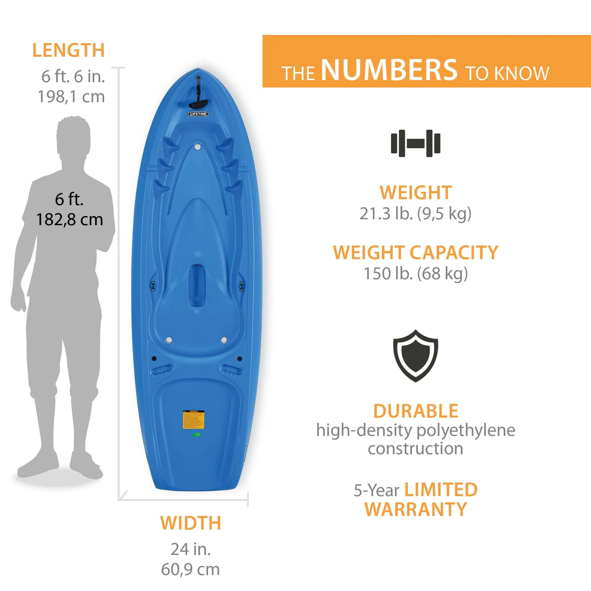 Lifetime Recruit 6.5 ft Youth Sit-on-Top Kayak, Lime Green (90765)