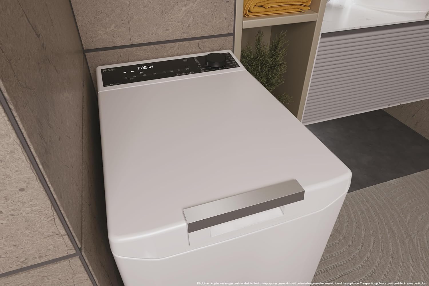 Haier T Serie 7, Waschmaschine mit Toplader, 8 kg, freistehend, Klasse A, 1200 Umdrehungen, Dampfoption, 16 Programme, App hon, Gentle Touch, HxBxT 86 x 41 x 60 cm, Weiß - THASN286TM5-S