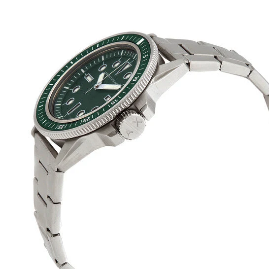 Armani Exchange Leonardo Green Dial Silver Watch - AX1860
