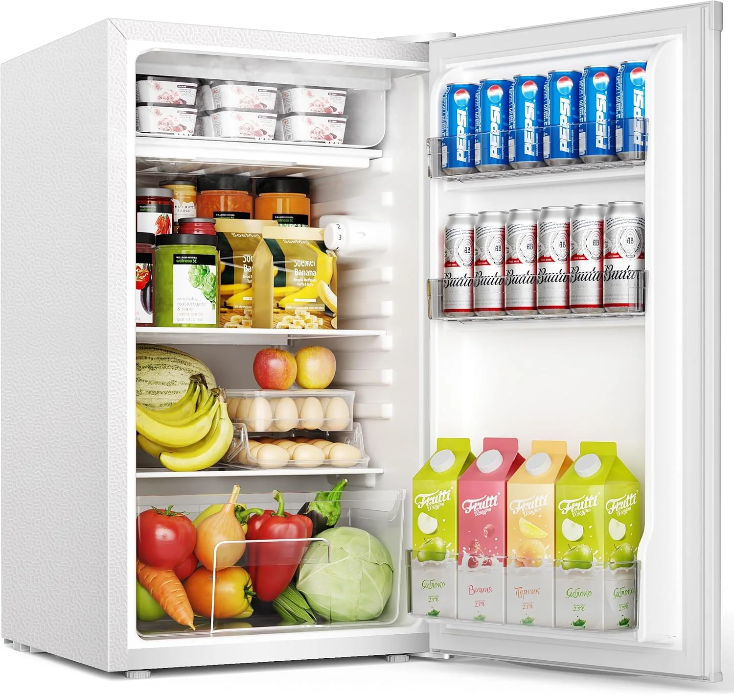 EUHOMY Mininevera de 91 L con congelador y cajón para verduras (82 L + 9 L) | Silenciosa (38 dB) para dormitorio u oficina | Termostato de 7 niveles, eficiencia energética | 44,5 x 50 x 79 cm, color blanco 2026