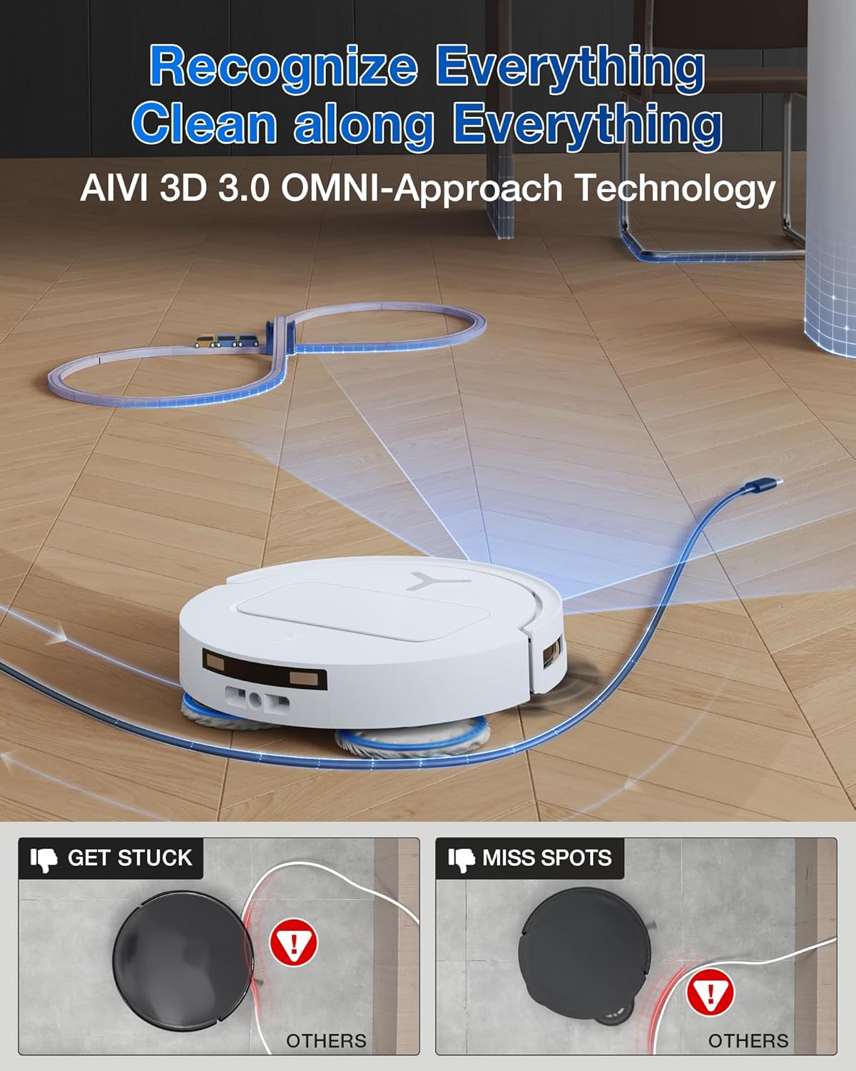 ECOVACS DEEBOT T50 PRO Omni Robot Vacuum and Mop, 3.19” Ultra-Slim, 15,000Pa Suction, ZeroTangle 2.0, TruEdge Edge Cleaning, AIVI 3D Obstacle Avoidance, Auto Mop Wash & Dry, Self-Emptying