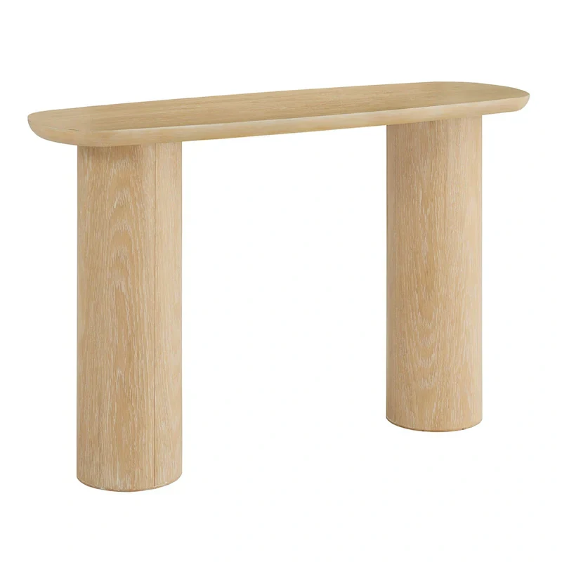Edo Modern Oak-Finished Sofa Table with Durable Column Base by iNSPIRE Q