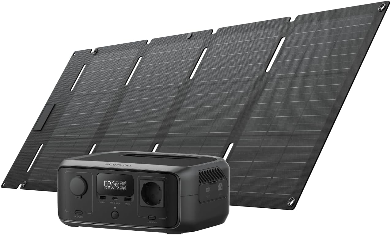2026 Estación de energía portátil EF EcoFlow RIVER 3 con panel solar 45 W, batería LFP 245 Wh, salida 600 W, eficiencia con GaN que duplica la duración, SAI en