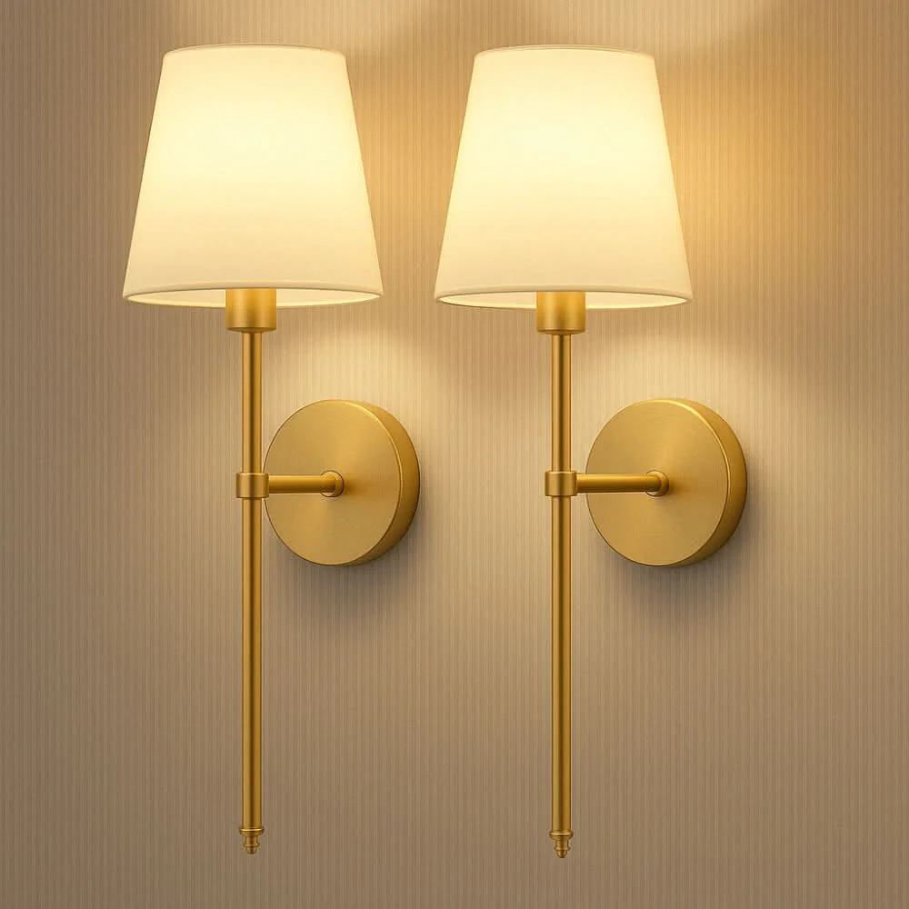 Wireless Fabric Wall Light (SET OF 2 + 2 BULBS FREE)