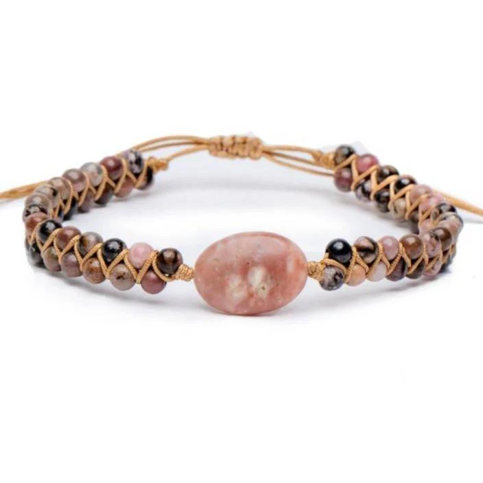 Rhodoniet Armband - Ovaal Geslepen - Verstelbaar - Zelfliefde