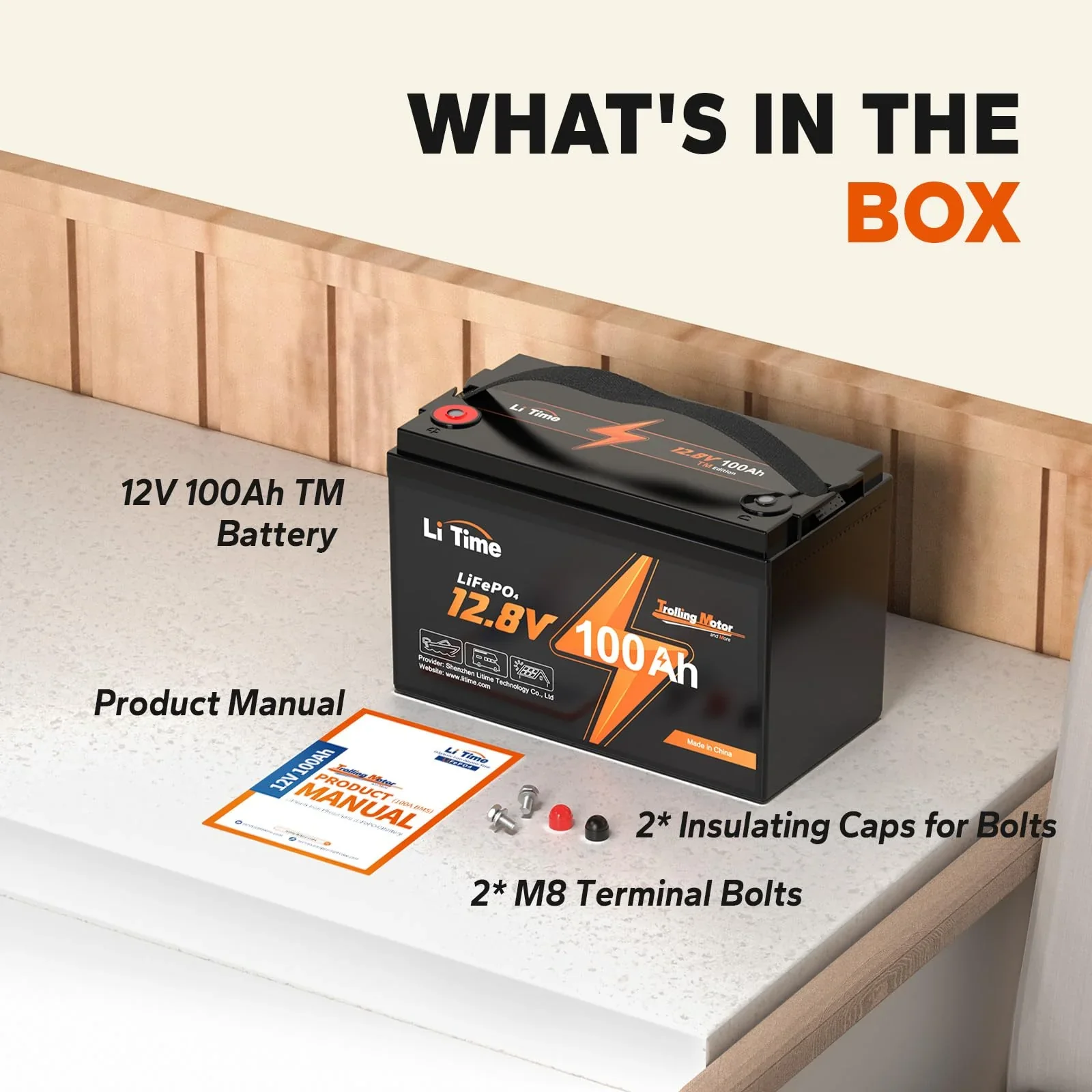LiTime 12V 100Ah TM LiFePO4 Lithium Battery