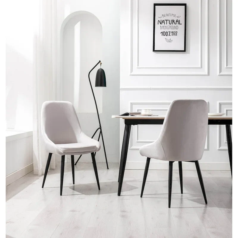 Porthos Home Set of 2 Fern Dining Chairs - Velvet Upholstery with Steel Legs