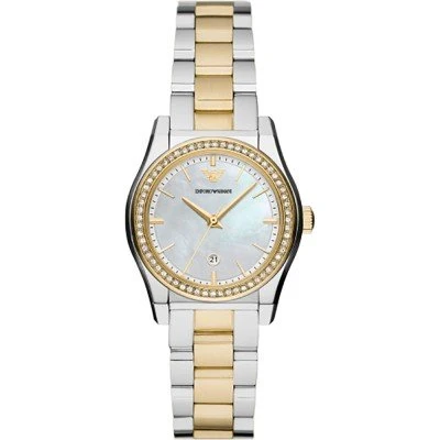 Emporio Armani Federica Mother of Pearl Dial Two Tone Steel Strap Watch for Women AR11559