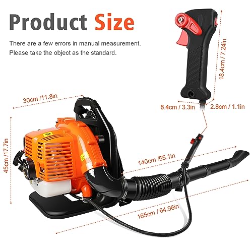 LabTEC Soffiatore a gas a 2 tempi, aspiratore a benzina da 43 cc, ventilatore da giardino senza fili regolabile per la pulizia di cortili, foglie, taglio erba, triturazione, spolverare, rimuovere la : Giardino e giardinaggio