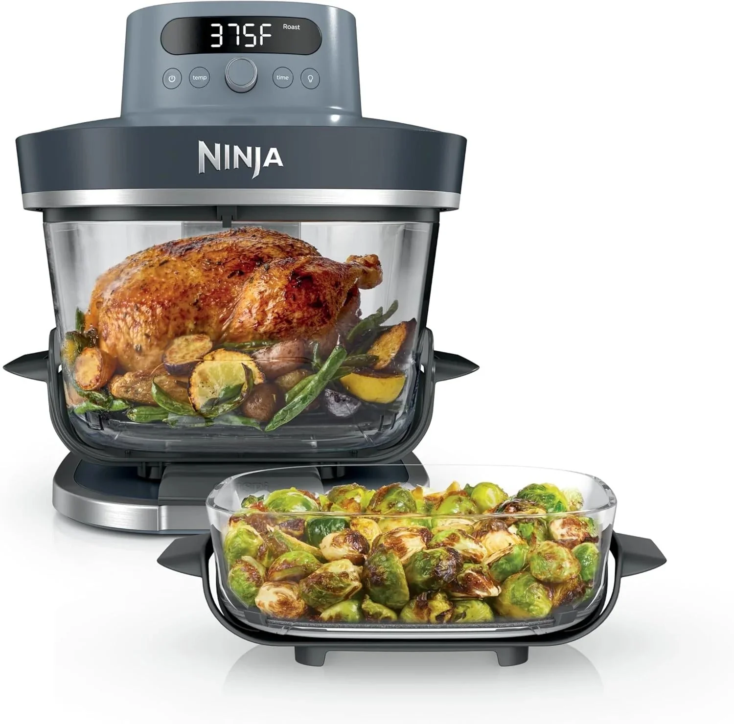 Ninja Crispi Pro 6-in-1 Glass Air Fryer | 6-Liter and 2.5-Liter Glass Containers with Storage Lids