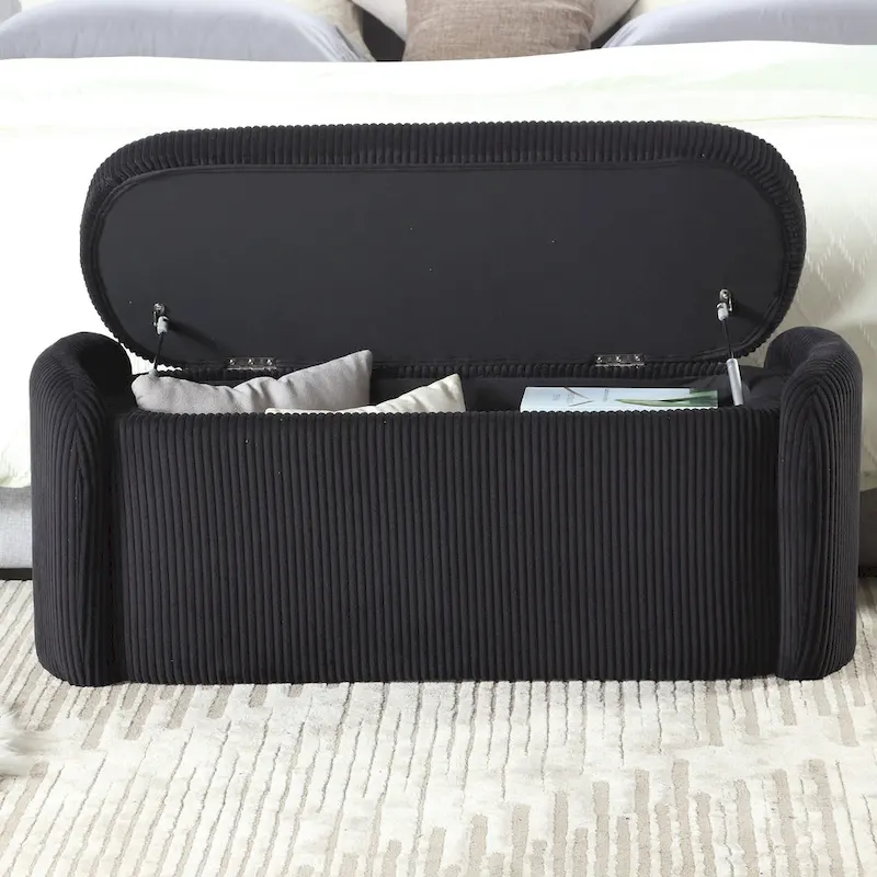 Upholstered Fabric Storage Ottoman for Entryway