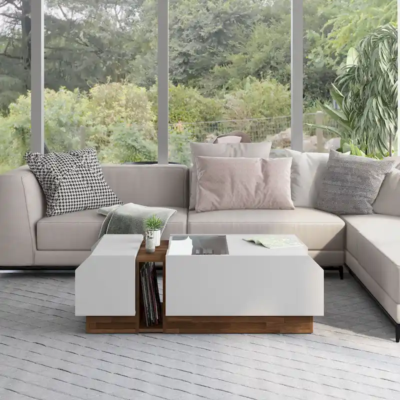 Podd Modern White 49-Inch 3-Shelf Coffee Table from Furniture of America
