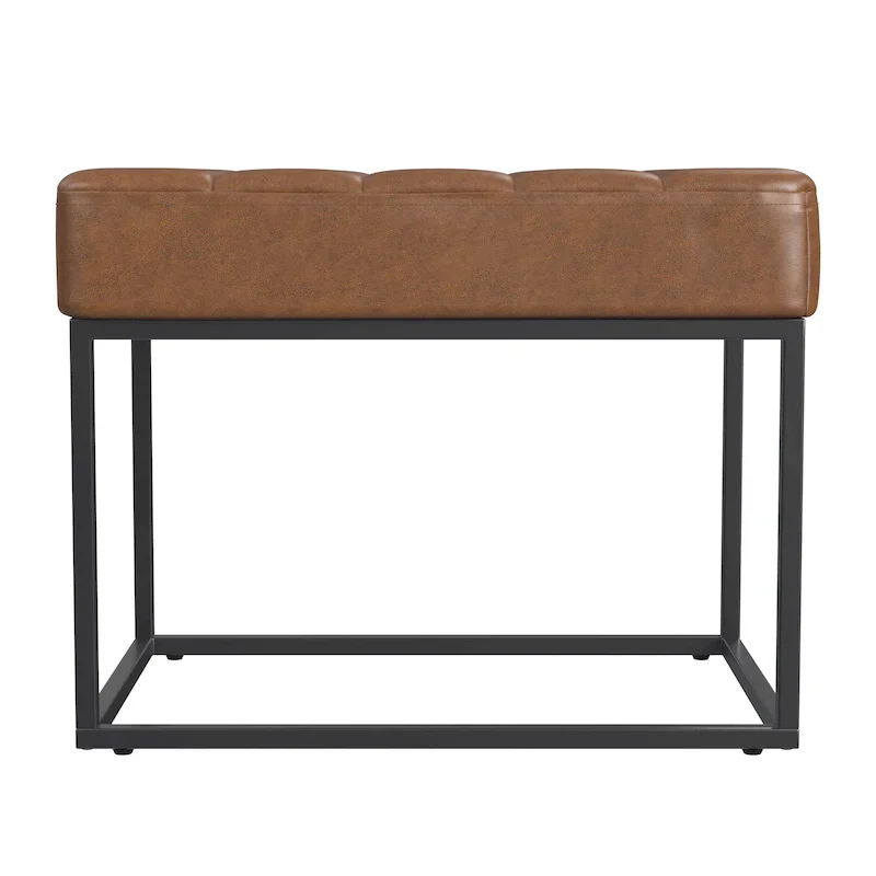 Upholstered Ottoman with Tufted Cushion and Metal Frame