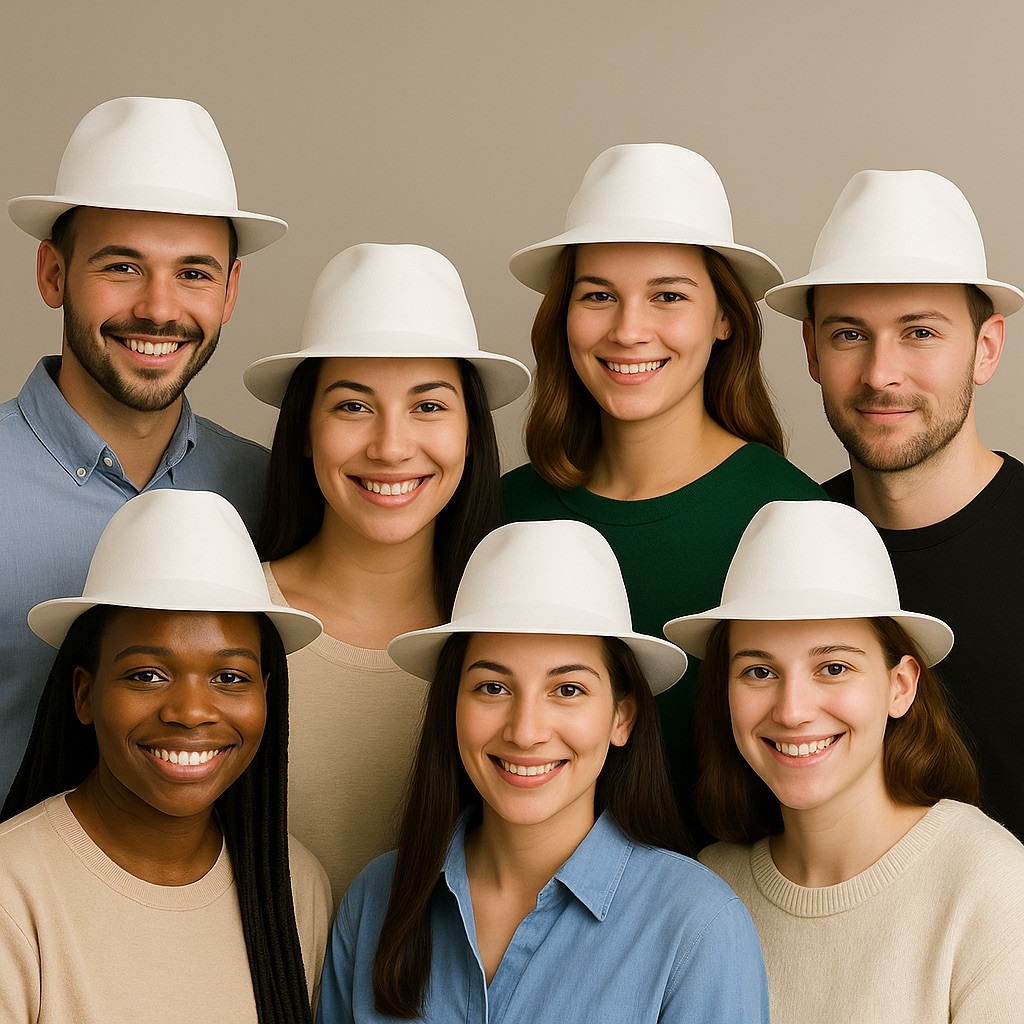 White Fedora Hats Bulk | White Cotton Gangster Fedora Hats | 1312