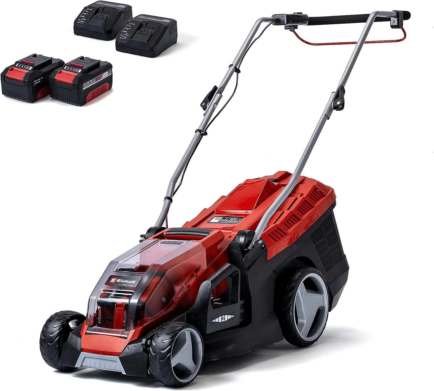 Einhell Accu grasmaaier GE-CM 36/36 Li Kit Power X-Change (36 V, 36 cm maaibreedte, tot 400 m2, Brushless, 40L opvangzak, 25-75 mm maaihoogte, incl. 2x 4,0 Ah accu + 2x lader)