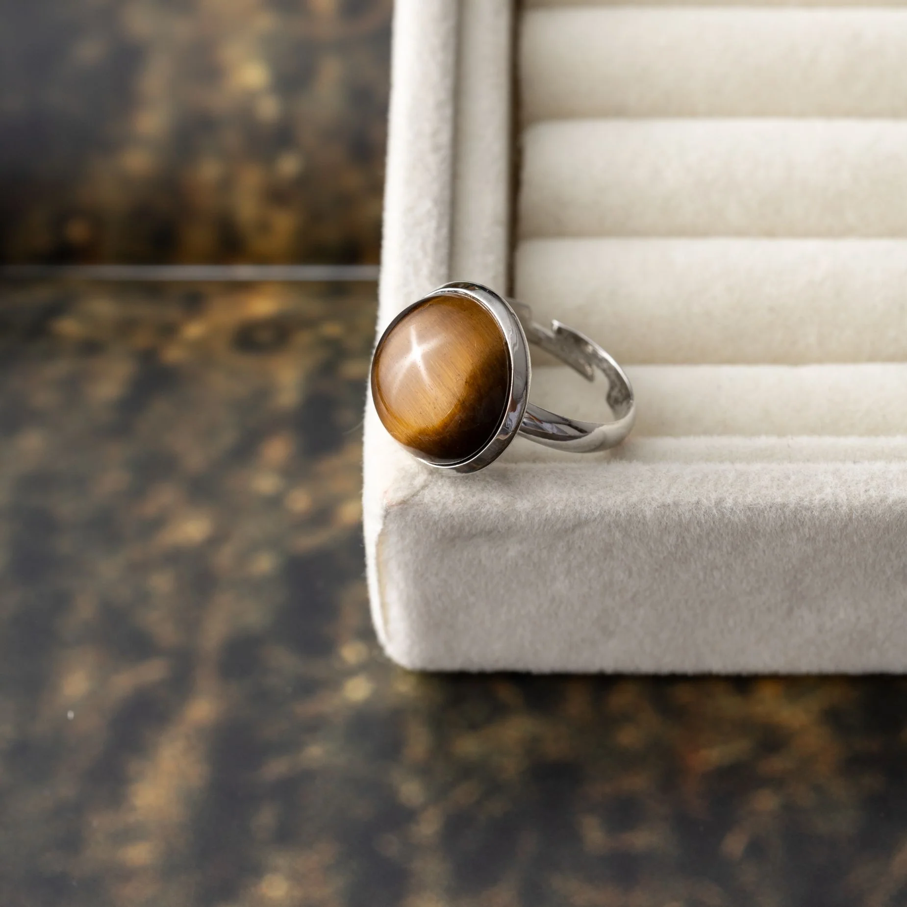 Tijgeroog Edelsteen Ring - Verstelbaar - Bescherming