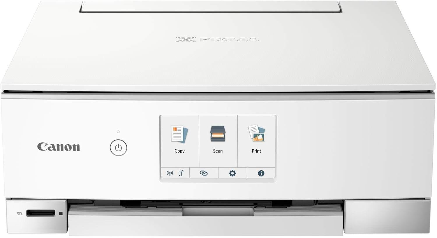 Canon PIXMA TS8351a Drucker Farbtintenstrahl Multifunktionsgerät DIN A4 (Scanner, Kopierer, 4.800 x 1.200 dpi, 6 separate Tinten, USB, WLAN, AirPrint, Duplexdruck, 2 Papierzuführungen, 5 GHz), weiß