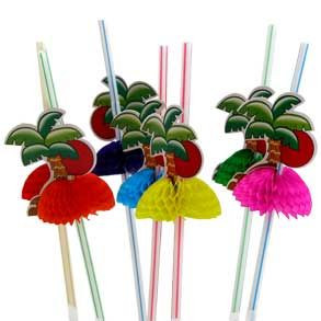 Palm Trees Straws Bulk 12 PACK 3829B