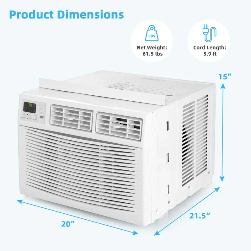 Quiet window air conditioner with 10,000 BTU, remote control, Eco mode, Energy Star certified, 3-in-1 unit with dehumidifier