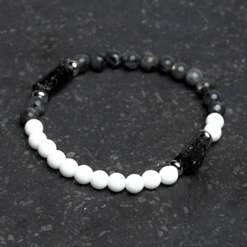 Balans Armband - Chalcedoon & Labradoriet - Ruwe Toermalijn - Creativiteit