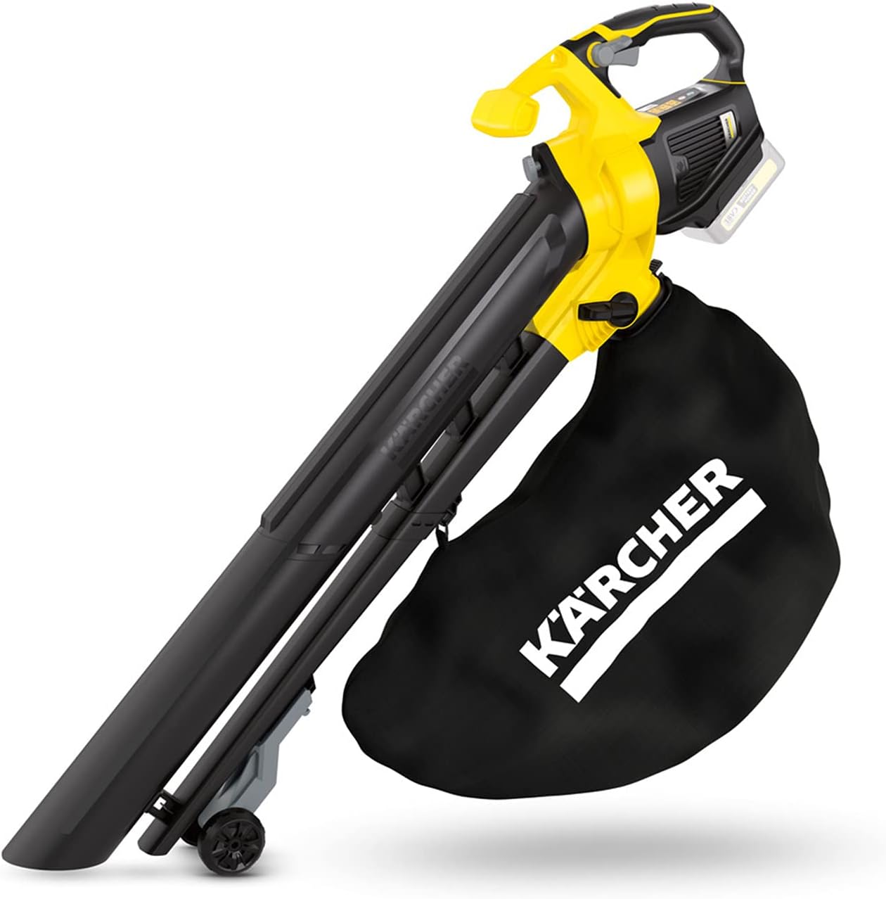 Kärcher 18 V Akku-Laubbläser und -sauger BLV 18-200 Battery Set, inkl. 18 V/2,5 Ah Akku und Schnellladegerät, mit Mulchfunktion, Luftgeschwindigkeit: 200 km/h, Fangsackvolumen: 45 l, Gewicht: 3,5 kg