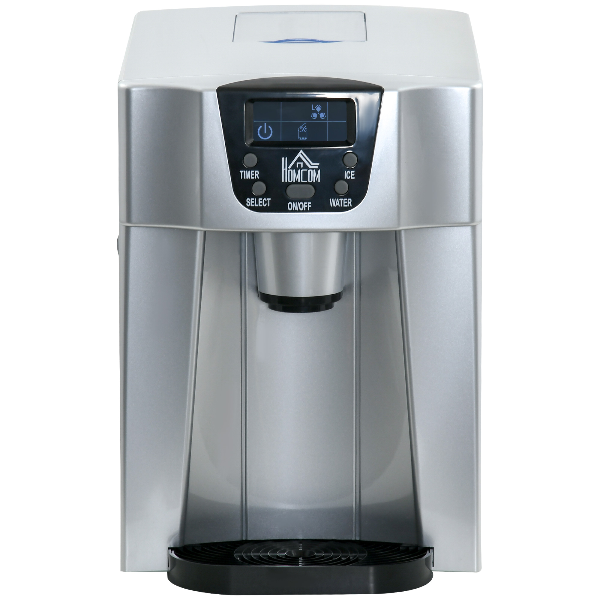 HOMCOM IJsblokjesmachine IJsblokjesmaker Ice-Maker, Timerfunctie, 25,2 cm x 38,9 cm x 36,3 cm, Zilver
