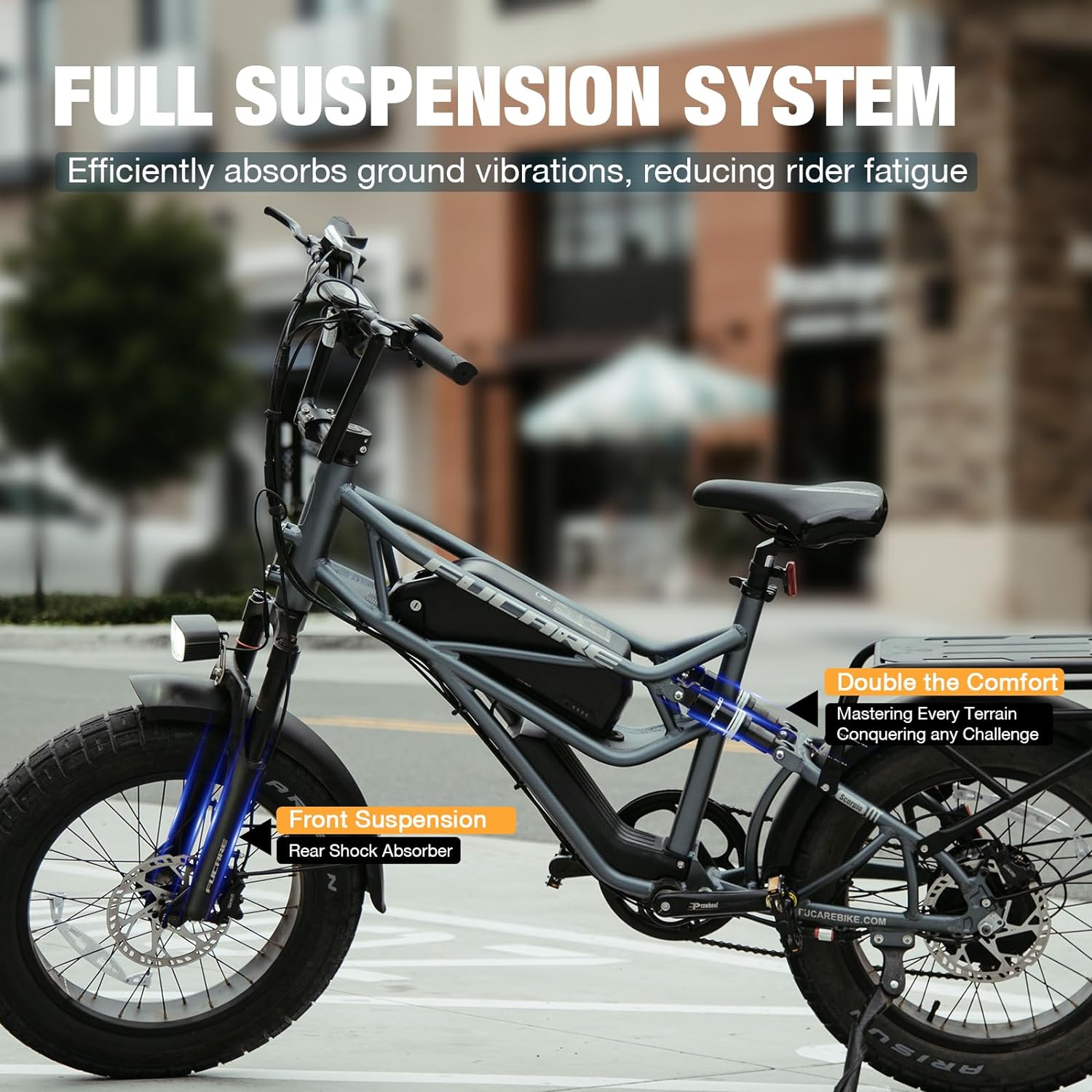 Fucare Scorpio 1200w/2400w Peak Dual Motor EBike for Adults, 35MPH 80 Miles, 48V 20Ah LG Battery Electric Bike for Adults, Full Suspension 20×4.0 Fat Tire Adult Electric Bicycles, Hydraulic Brake