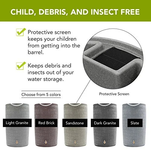 Good Ideas IMP-D50-DAR Impressions Downton Rain Saver Rain Barrel, 50 Gallon, Dark Granite