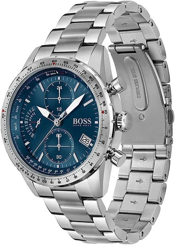 Hugo Boss Chronograph VANGUARD Black Leather Strap Men's Watch 1513582
