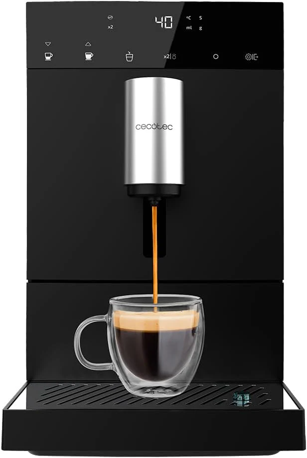 Cecotec Superautomatische compacte koffiemachine Cumbia Cremmaet Compact, 1350 W, 19 Bar en Thermoblock-systeem, 1,1 L watertank en 150 g koffiebonenreservoir, Plug&Play, automatische reiniging