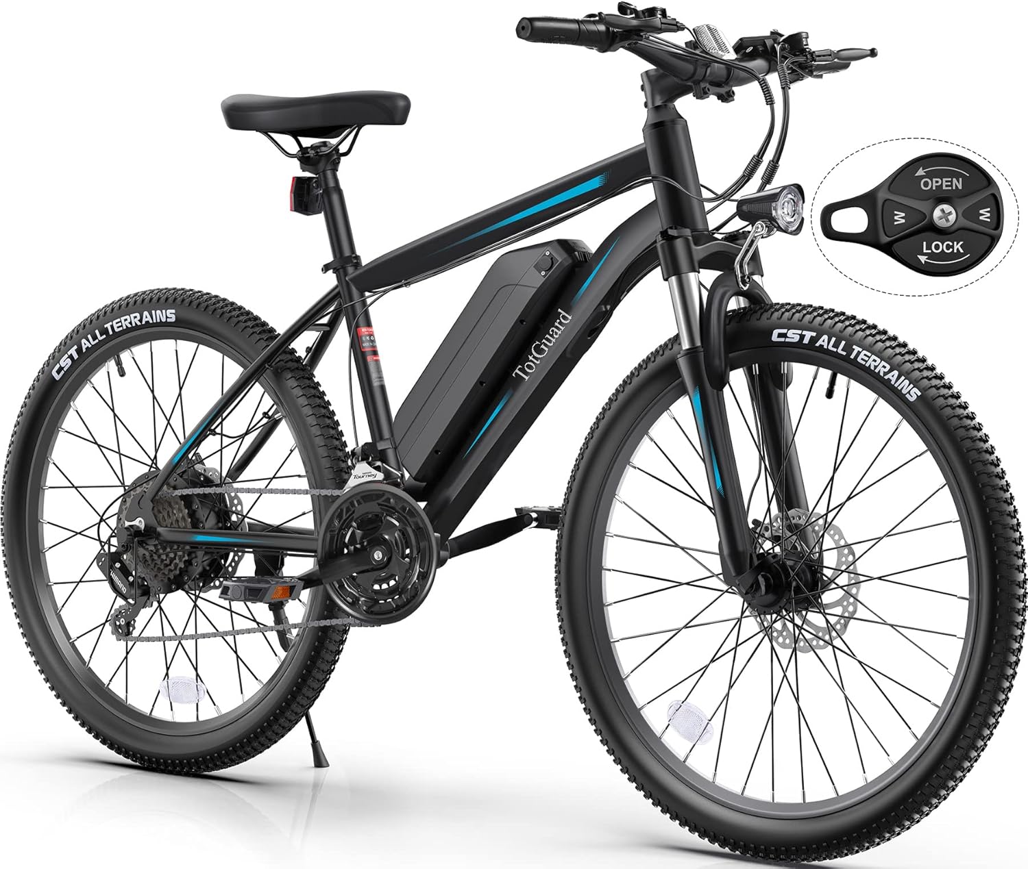 TotGuard Electric Bike, 27.5 Electric Bike for Adults 500W Ebike 21.6MPH Adult Electric Bicycles Electric Mountain Bike,48V 499WH Removable Lithium Battery,21-Speed Gears,Lockable Suspension Fork