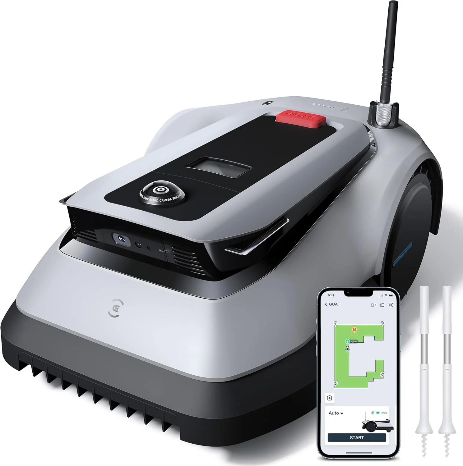 ECOVACS GOAT G1-800 Robotmaaier zonder begrenzingskabel, 800m2, robotmaaier met TrueMapping-multifusion lokalisatie, obstakeldetectie, beheer van 16 zones, 45% helling, videomanager